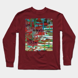 Red Delicious- Abstract Paper Collage Long Sleeve T-Shirt